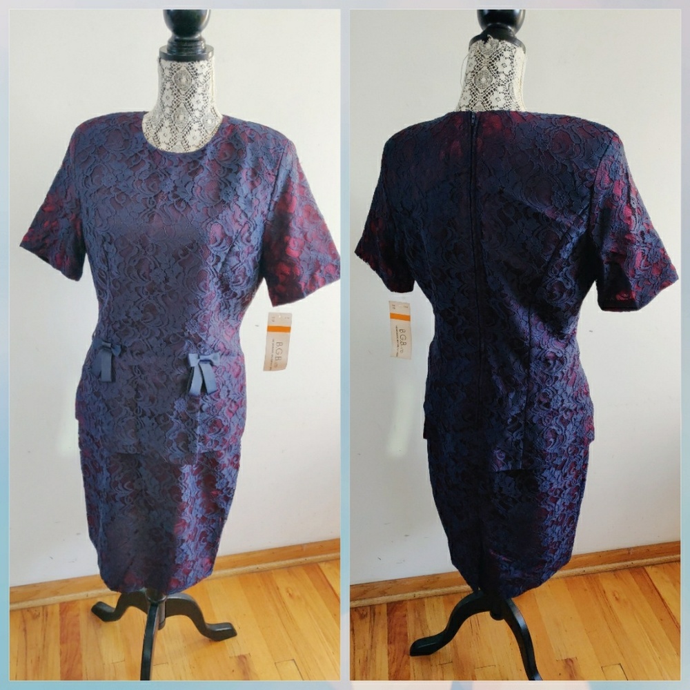 New Purple lace overlayed cocktail wedding Guest dress